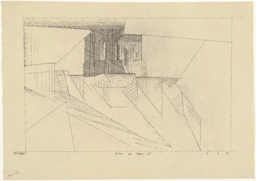 Ruin by the Sea II (Ruine am Meere II) by Lyonel Feininger, drawing, 1928