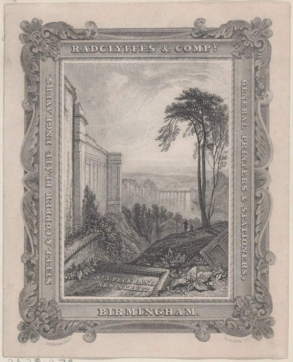 Trade Card for Radclyffe & Co., Steel & Copper Plate Engravers by anonymous, print, 1800-1900