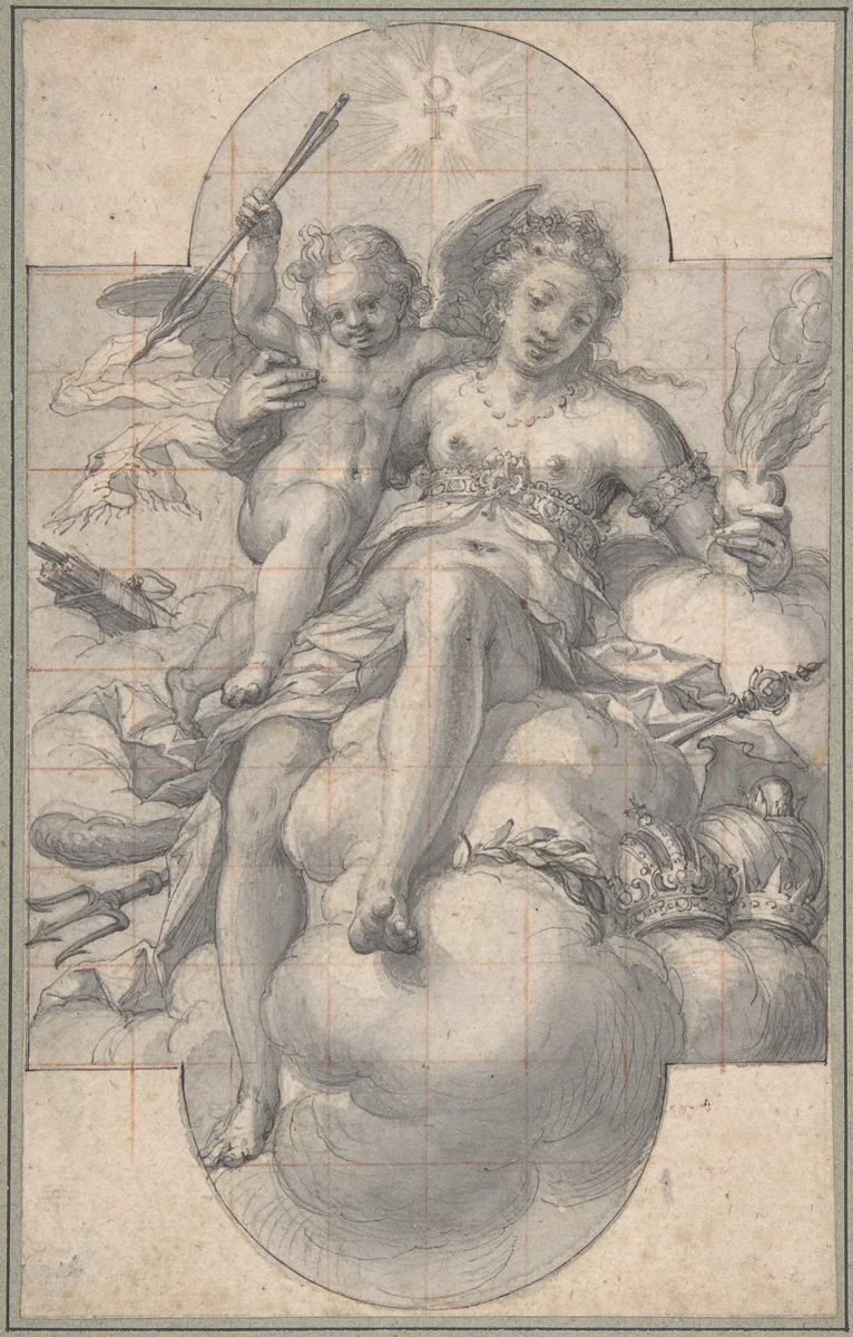Venus Triumphant by Hans Werl, drawing, 1580-1608