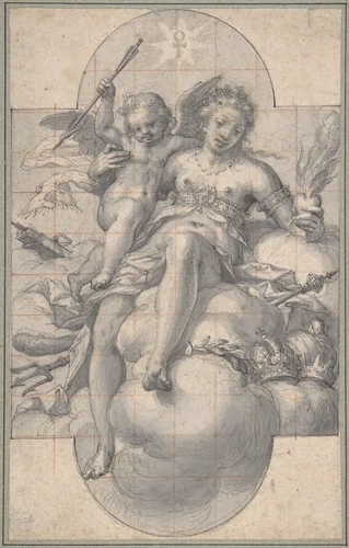 Venus Triumphant by Hans Werl, drawing, 1580-1608