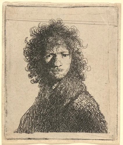 Self-Portrait, Frowning by Rembrandt van Rijn, print, 1630