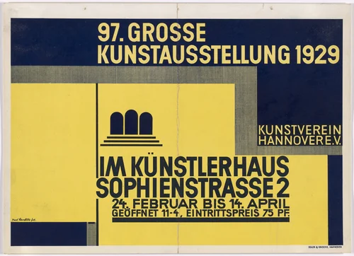 Poster for the 97th Great Art Exhibition (97. Grosse Kunstausstellung), Künstlerhaus, Hannover by Kurt Schwitters, design, 1929