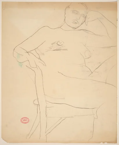 Untitled [seated nude leaning her head on her left hand] by Richard Diebenkorn, drawing, 1955-1967