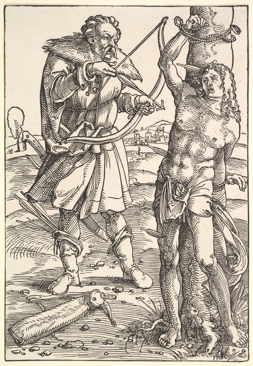 Martyrdom of St. Sebastian by Hans Baldung, print, 1500-1545