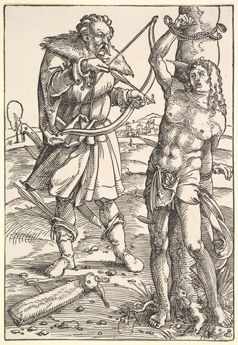 Martyrdom of St. Sebastian by Hans Baldung, print, 1500-1545