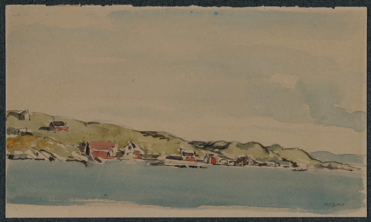 Entering Bergen by Muirhead Bone, drawing, 1891-1953