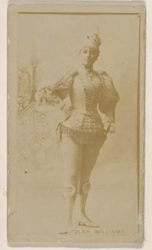 Zulah Williams, from the Actresses series (N245) issued by Kinney Brothers to promote Sweet Caporal Cigarettes by Kinney Brothers Tobacco Company, photograph, 1890