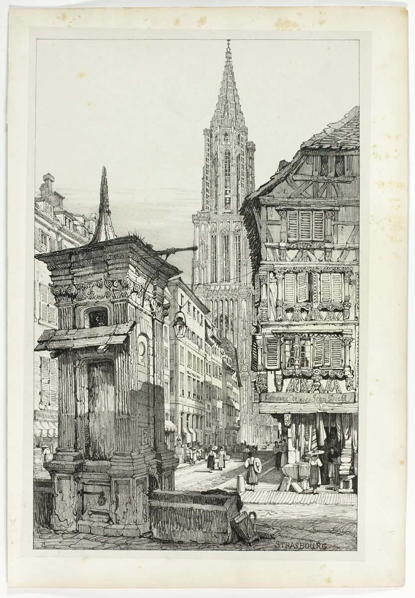 Strasbourg, from Facsimiles of Sketches made in Flanders and Germany by Samuel Prout, print, 1833