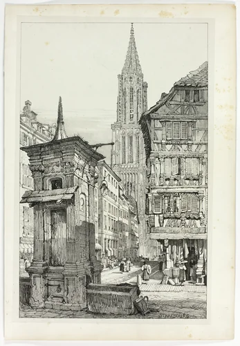 Strasbourg, from Facsimiles of Sketches made in Flanders and Germany by Samuel Prout, print, 1833