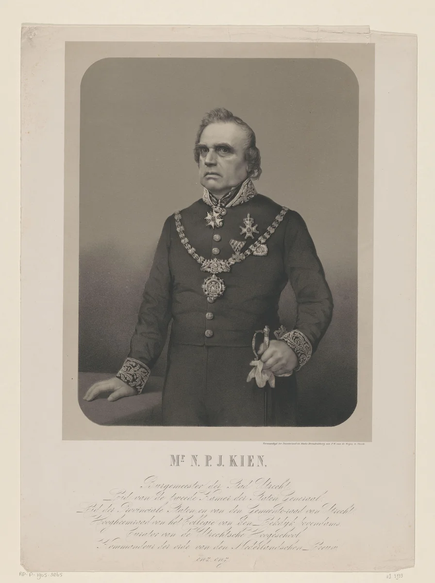 Portret van Nicolaas Pieter Jacob Kien by anonymous, print, 1858-1875
