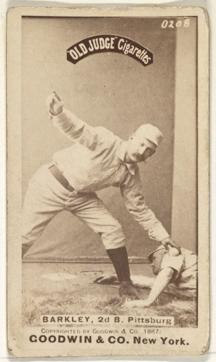 Sam Barkley, 2nd Base, Pittsburgh, from the Old Judge series (N172) for Old Judge Cigarettes by Goodwin & Company, photograph, 1887