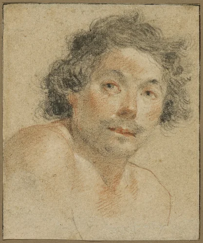 Bust Portrait of a Young Man by Simon Vouet, drawing, 1620-1625