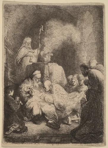 The Circumcision: Small Plate by Rembrandt van Rijn, print, 1630
