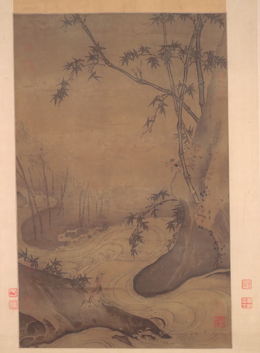 Bamboo and Ducks by a Rushing Stream by Ma Yuan, painting, 1127-1279