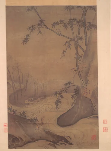 Bamboo and Ducks by a Rushing Stream by Ma Yuan, painting, 1127-1279