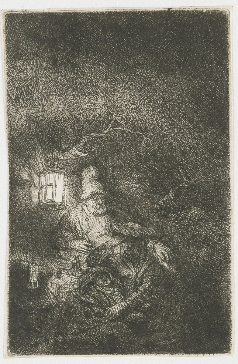 The Rest on the Flight into Egypt by Rembrandt van Rijn, print, 1644