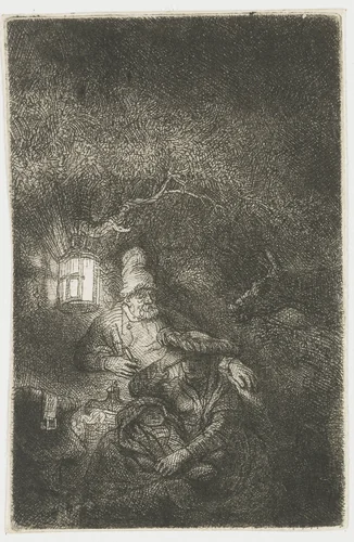 The Rest on the Flight into Egypt by Rembrandt van Rijn, print, 1644