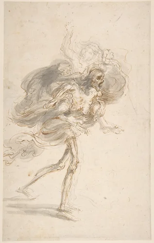 Death Carrying a Child by Stefano della Bella, drawing, 1610-1664