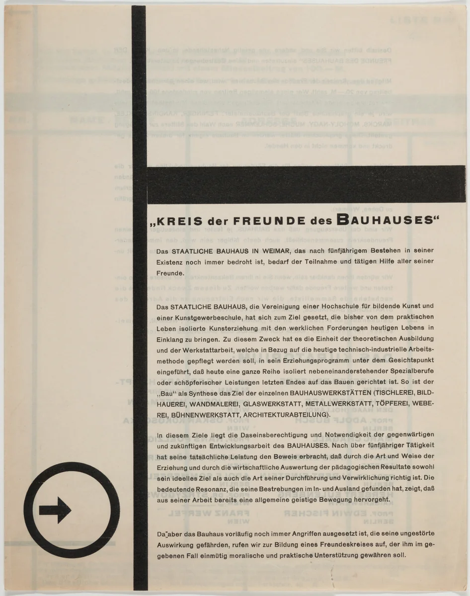 Kreis der Freunde des Bauhauses by Unknown Artist, design, 1924