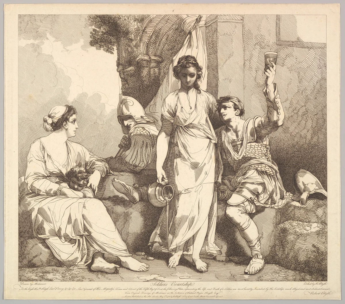 Soldier's Courtship, from "The Life and Death of a Soldier" by Robert Blyth, print, 1781