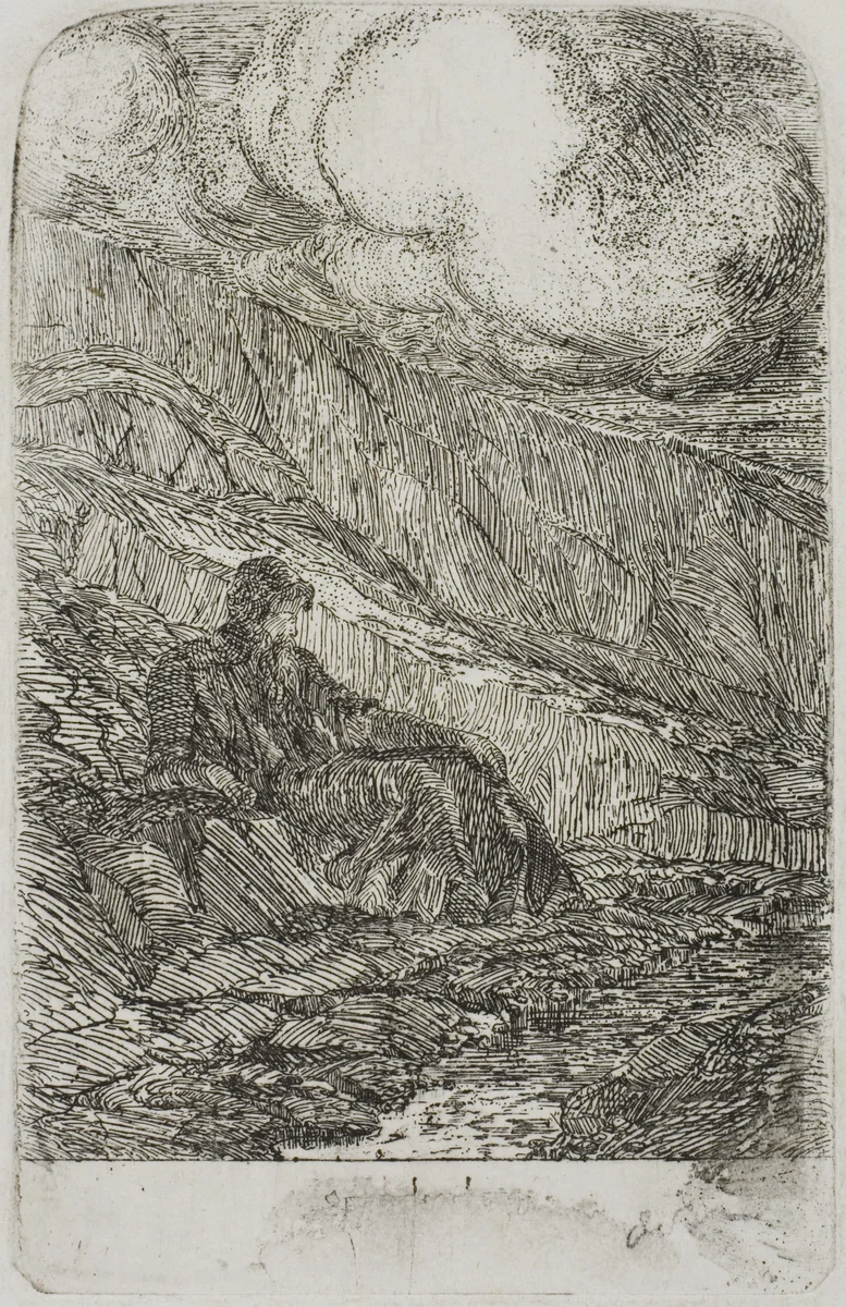 Meditation by Odilon Redon, print, 1860-1870