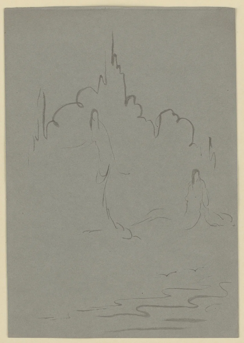 Two Figures in a Landscape by Gaston Lachaise, drawing, 1908
