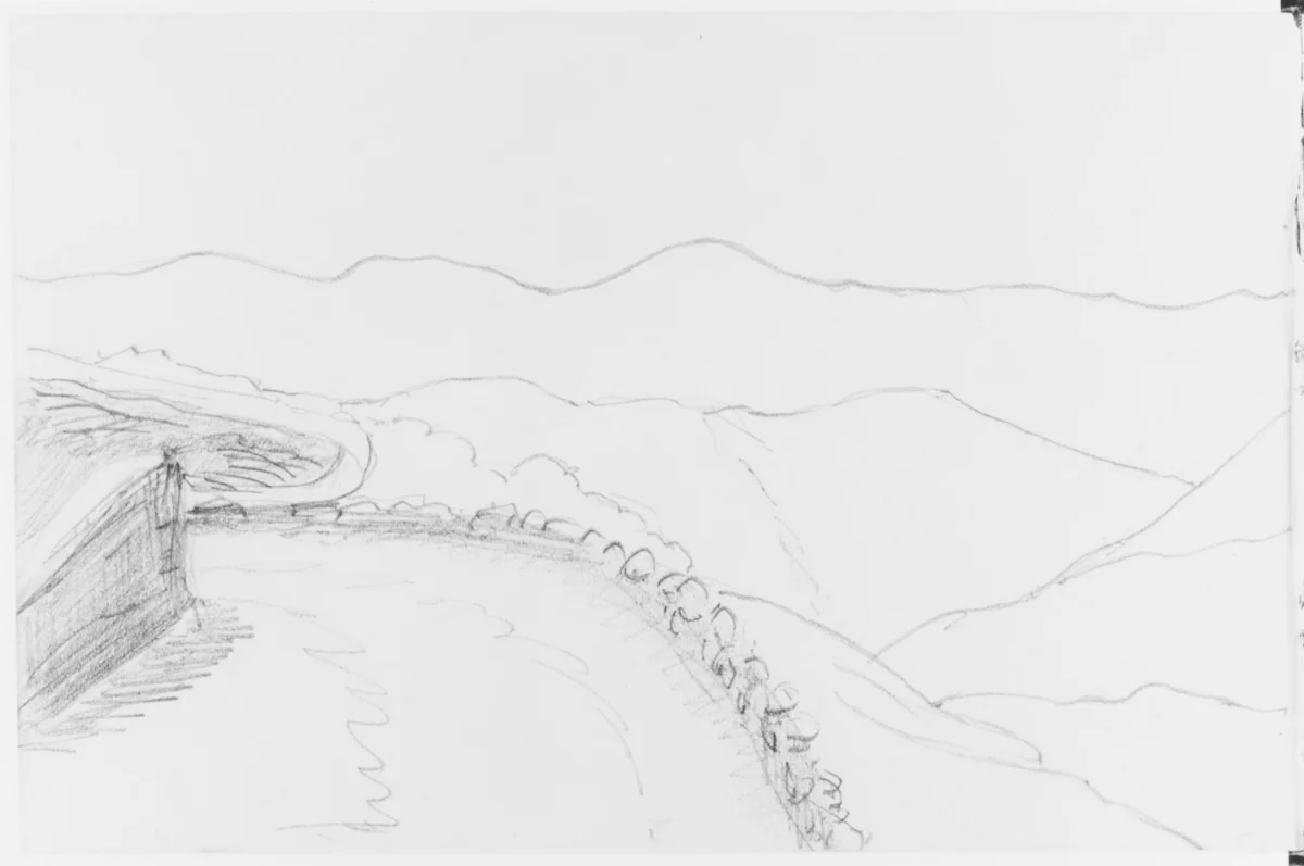 Panorama Landscape of Nebi Samouel (from Sketchbook) by Mary Newbold Sargent, artwork, 1904