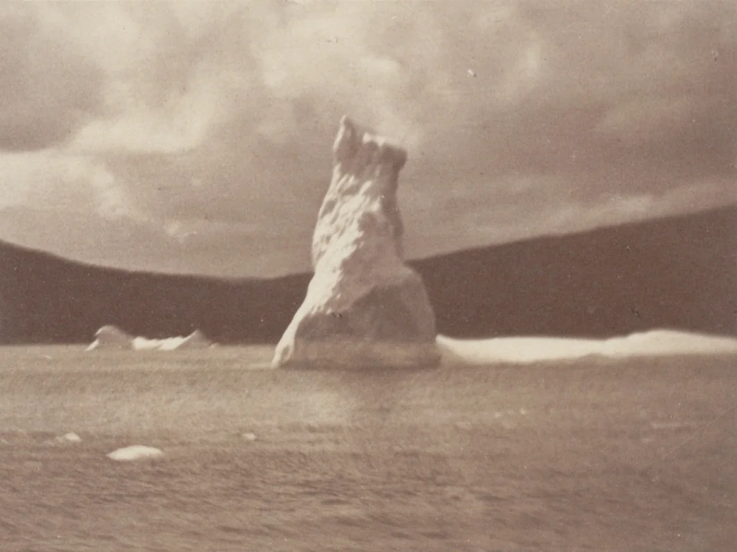 "An iceberg about one hundred feet high" by George P. Critcherson, John L. Dunmore, William Bradford, photograph, 1869