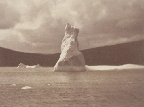 "An iceberg about one hundred feet high" by George P. Critcherson, John L. Dunmore, William Bradford, photograph, 1869