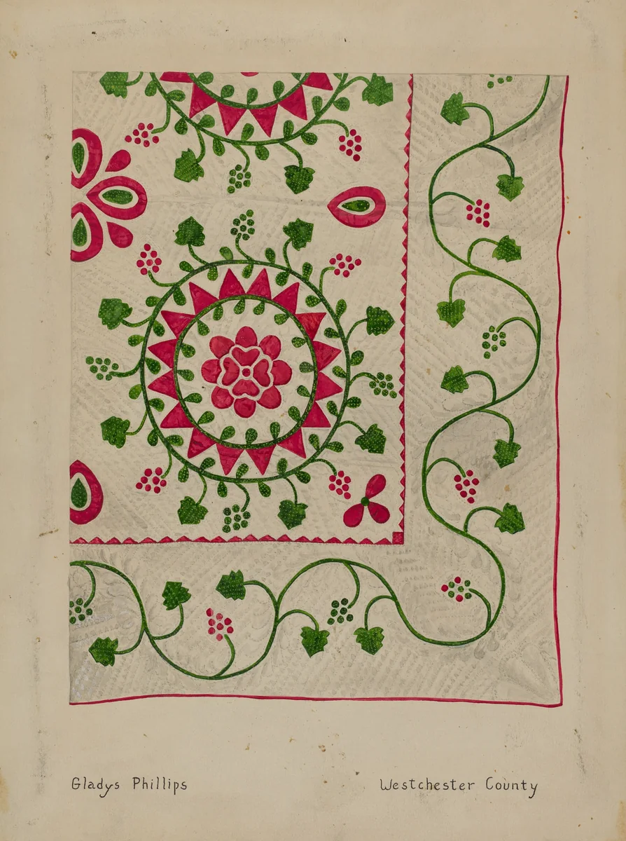 Quilt by Gladys Phillips, index of american design, 1937