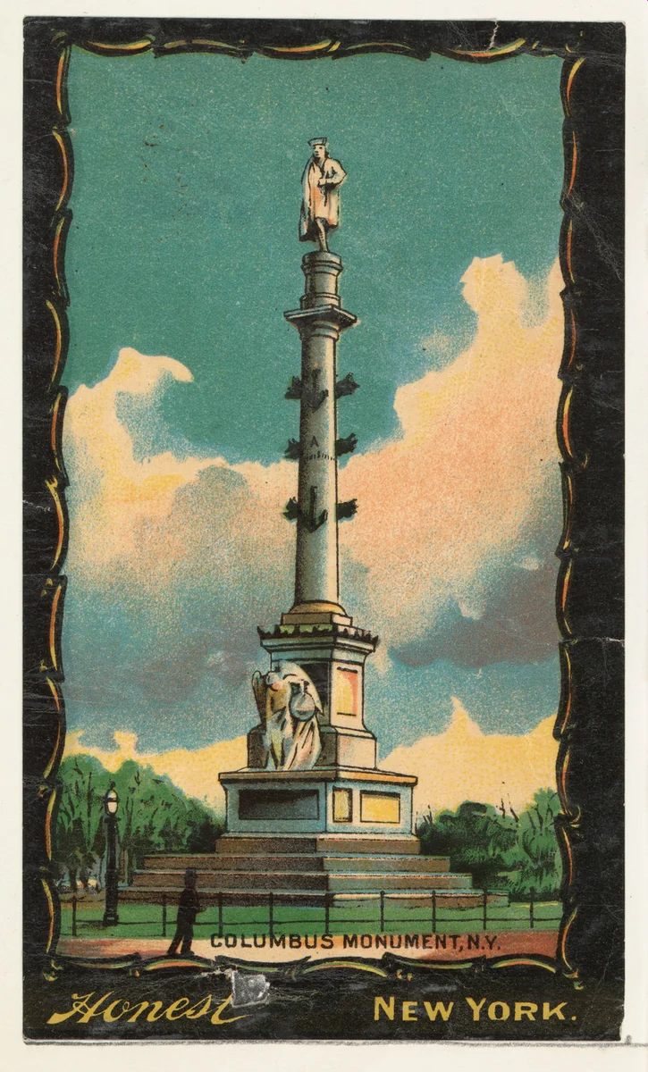 Columbus Monument, New York, from the Transparencies series (N137) issued by W. Duke, Sons & Co. to promote Honest Long Cut Tobacco by W. Duke, Sons & Co., print, 1884-1890