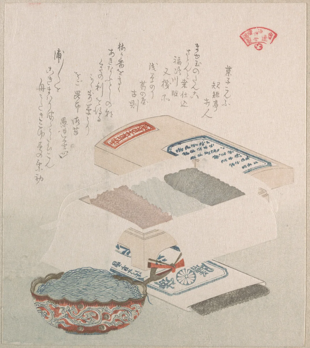 Cakes and Food Made of Seaweed by Kubo Shunman (窪俊満), print, 1800-1899