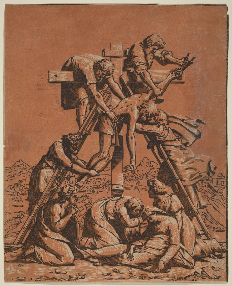 The Descent from the Cross by Raphael, print, 1480-1532