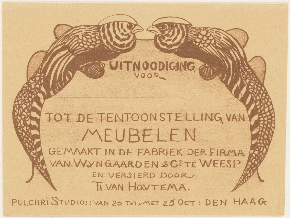 Uitnodigingskaart voor de tentoonstelling van meubelen by Theo van Hoytema, other, 1878-1900