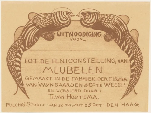 Uitnodigingskaart voor de tentoonstelling van meubelen by Theo van Hoytema, other, 1878-1900
