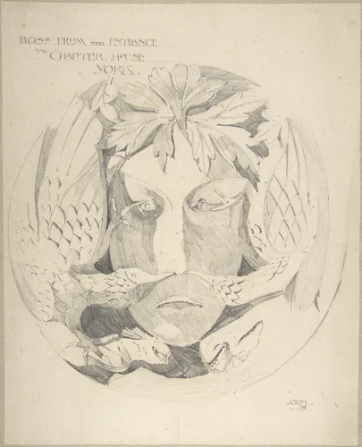 Boss from Chapter House, York by Eleanor Mercer, drawing, 1886