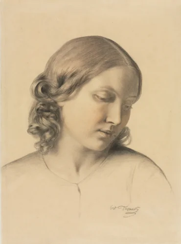 Portrait of a Young Woman by Octave Tassaert, drawing, 1849-1863