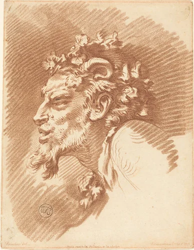 Head of a Faun by Gilles Demarteau the Elder, print, 1722-1776