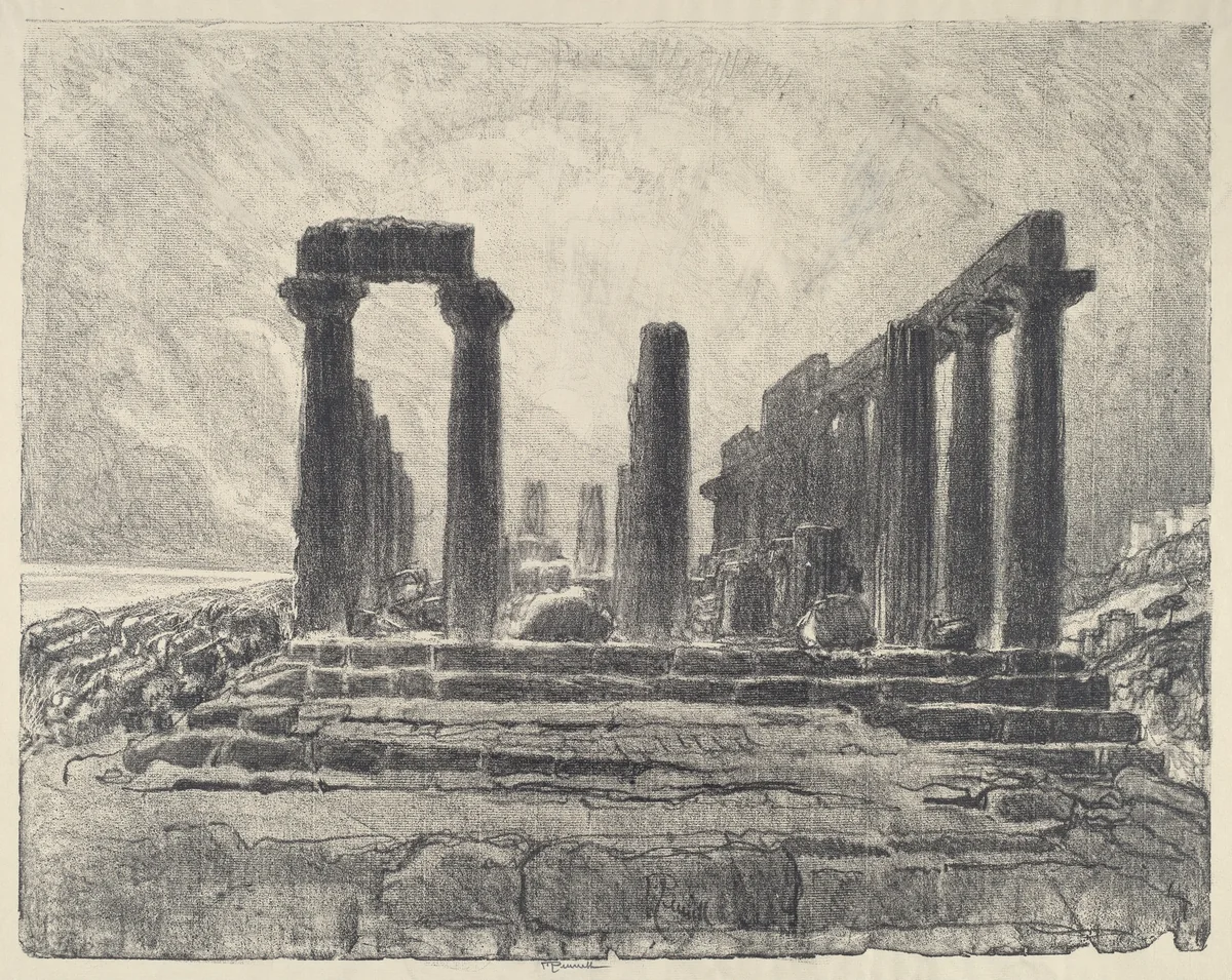 Columns of the Temple of Juno, Girgenti by Joseph Pennell, print, 1913