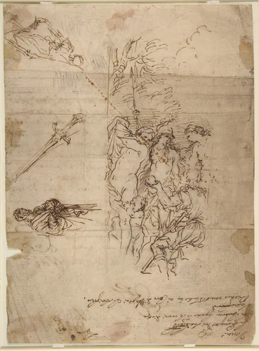 Study for a Judgment of Paris and Other Figure Studies by Salvator Rosa, drawing, 1615-1673