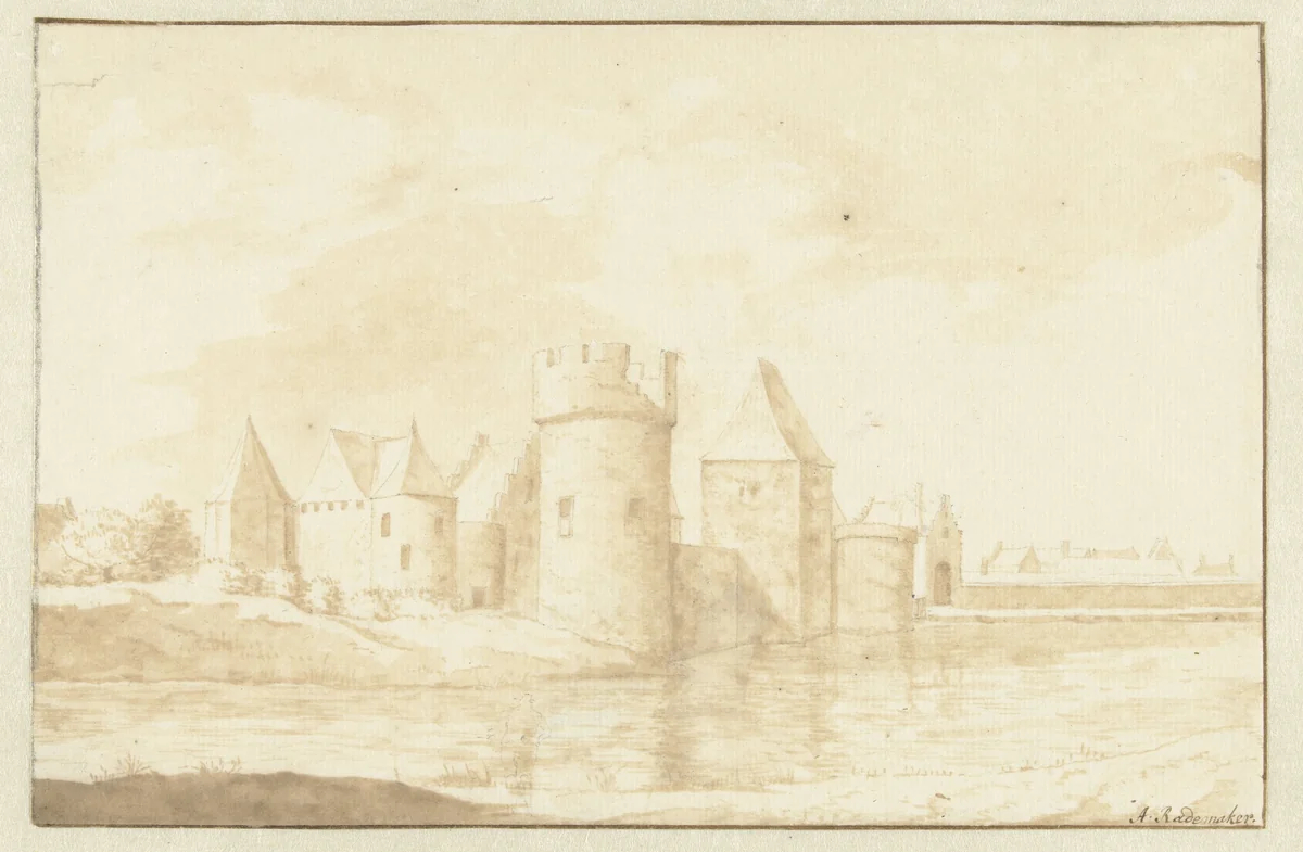 Gezicht op het Kasteel Radboud van Medemblik by Abraham Rademaker, drawing, 1685-1735