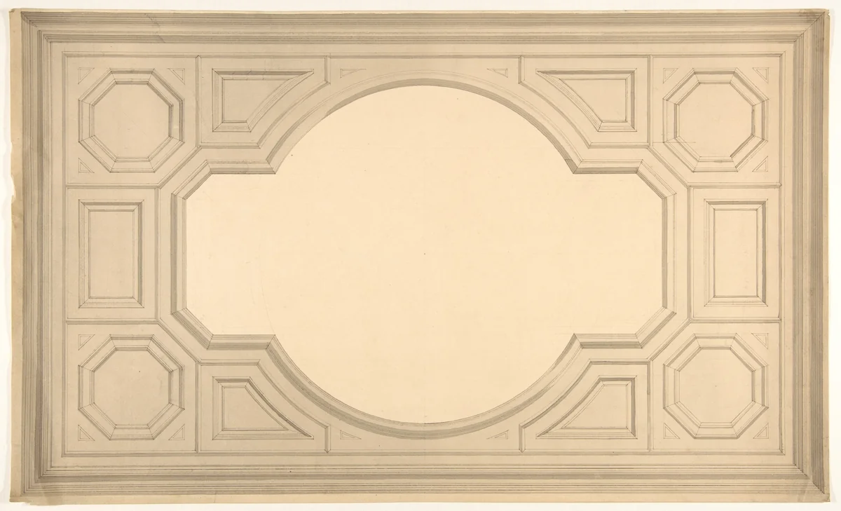 Design for a ceiling by Jules-Edmond-Charles Lachaise, drawing, 1850-1900