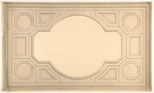 Design for a ceiling by Jules-Edmond-Charles Lachaise, drawing, 1850-1900