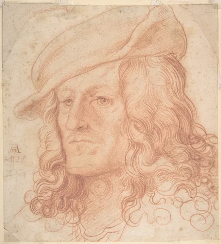 Portrait of a man, bust-length, wearing a hat by Hans Schäufelein, drawing, 1510-1515