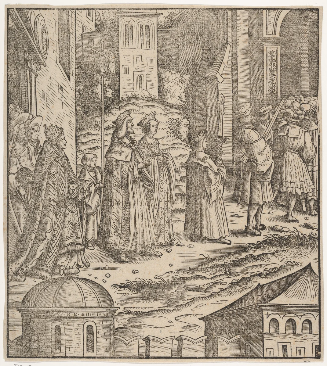Procession of the Married Emperor, His Wife and The Pope from Saint Peter's Church, from Der Weisskunig by Hans Burgkmair, print, 1775-1800