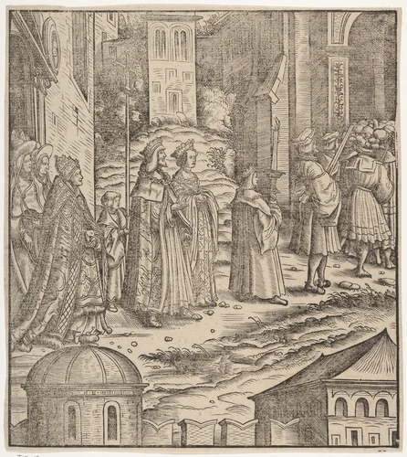 Procession of the Married Emperor, His Wife and The Pope from Saint Peter's Church, from Der Weisskunig by Hans Burgkmair, print, 1775-1800