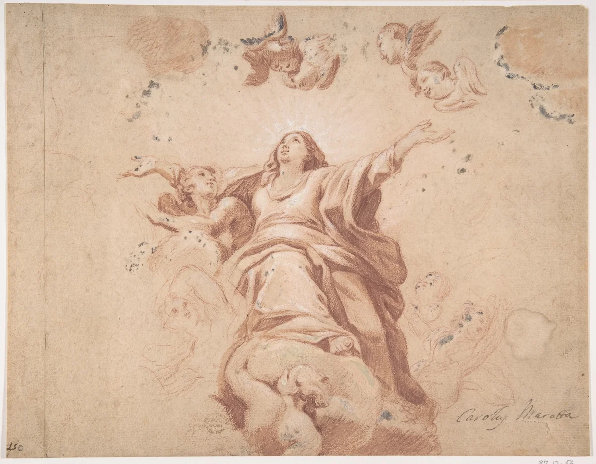 Assumption of the Virgin (after Carlo Maratta?) by anonymous, drawing, 1600-1700