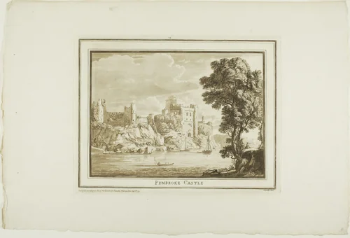 Pembroke Castle, plate six from Twelve Views in South Wales by Paul Sandby, print, 1775