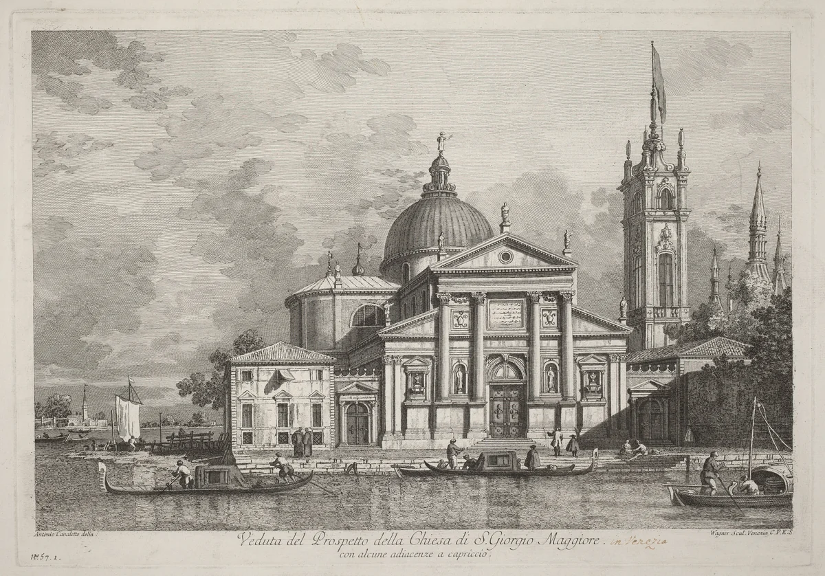 Veduta del Prospetto della Chiesa di S. Giorgio Maggiore by Joseph Wagner, Canaletto, print, 1742
