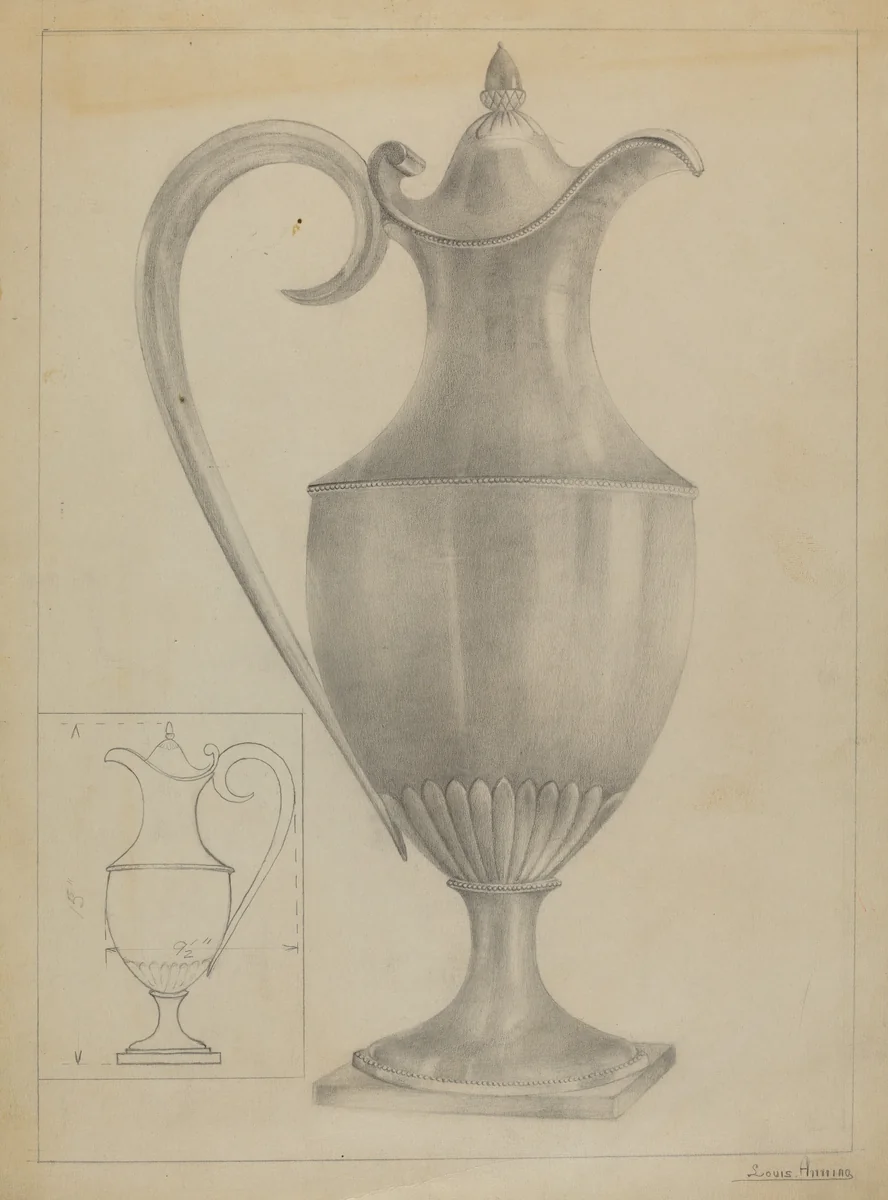 Silver Flagon by Louis Annino, index of american design, 1935-1942